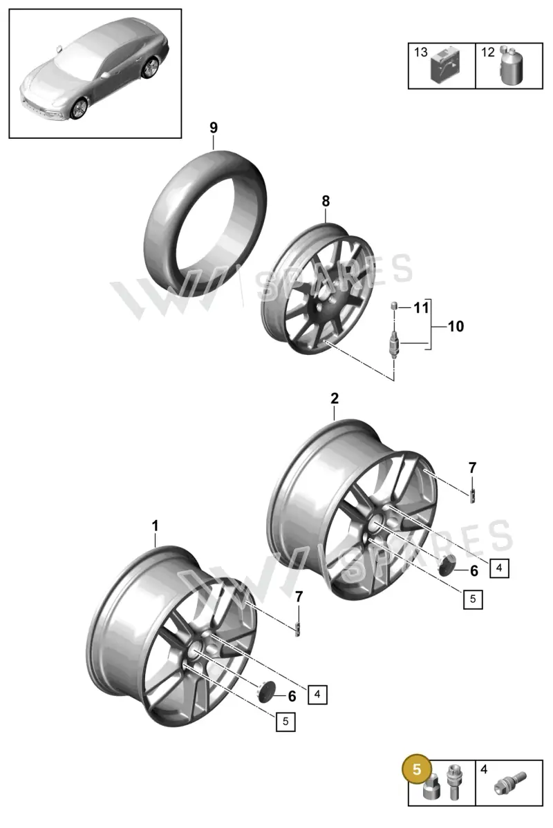 971698030 — Porsche Panamera 4 Hybrid (2016-2020) diagram p49601000, position 5