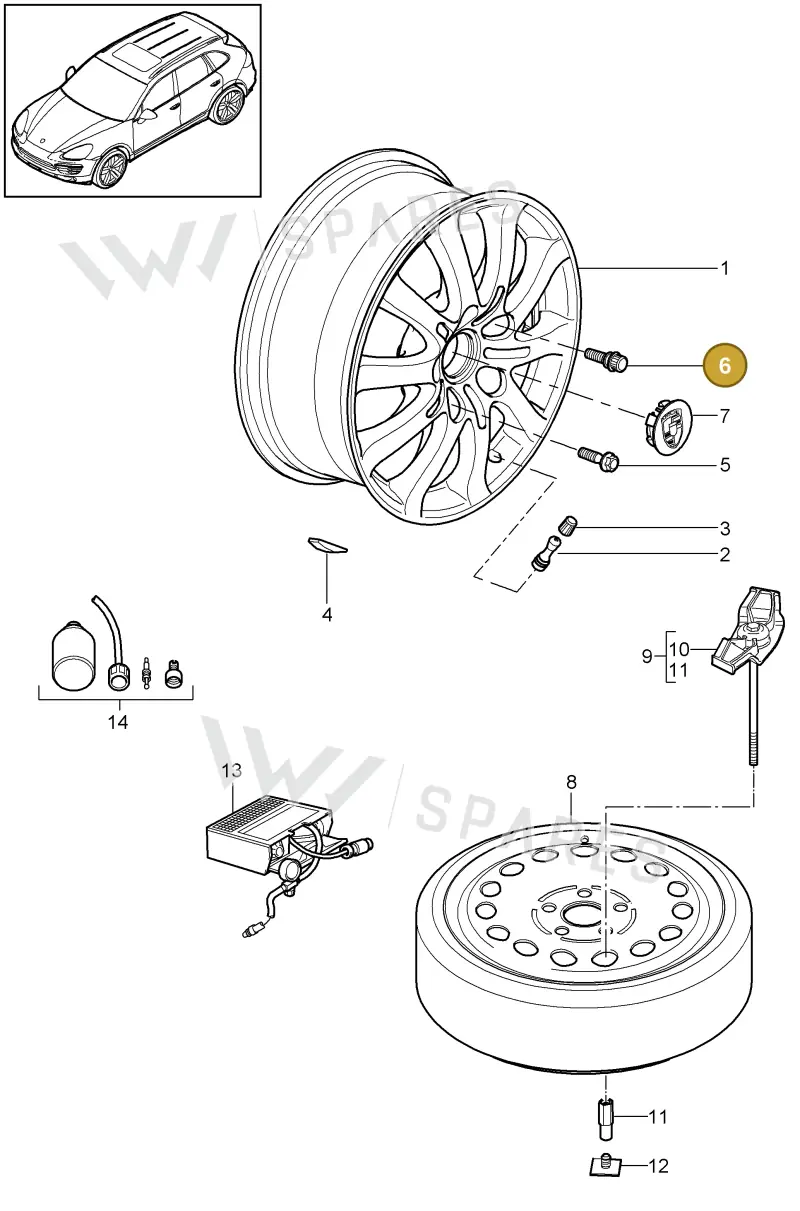 971698030B — Porsche Cayenne (2010-2018) diagram p37601000, position 6