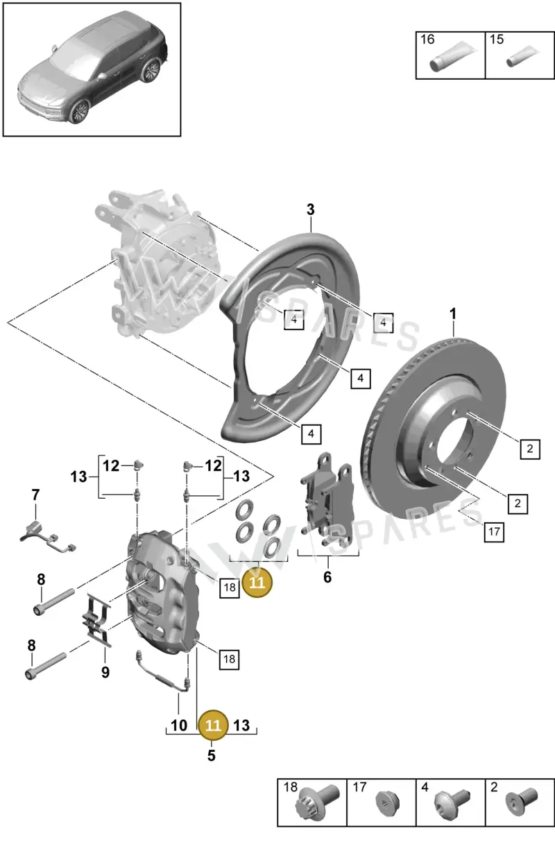 971698671 — Porsche Cayenne Diesel V6 (2017-2023) diagram p51603015, position 11