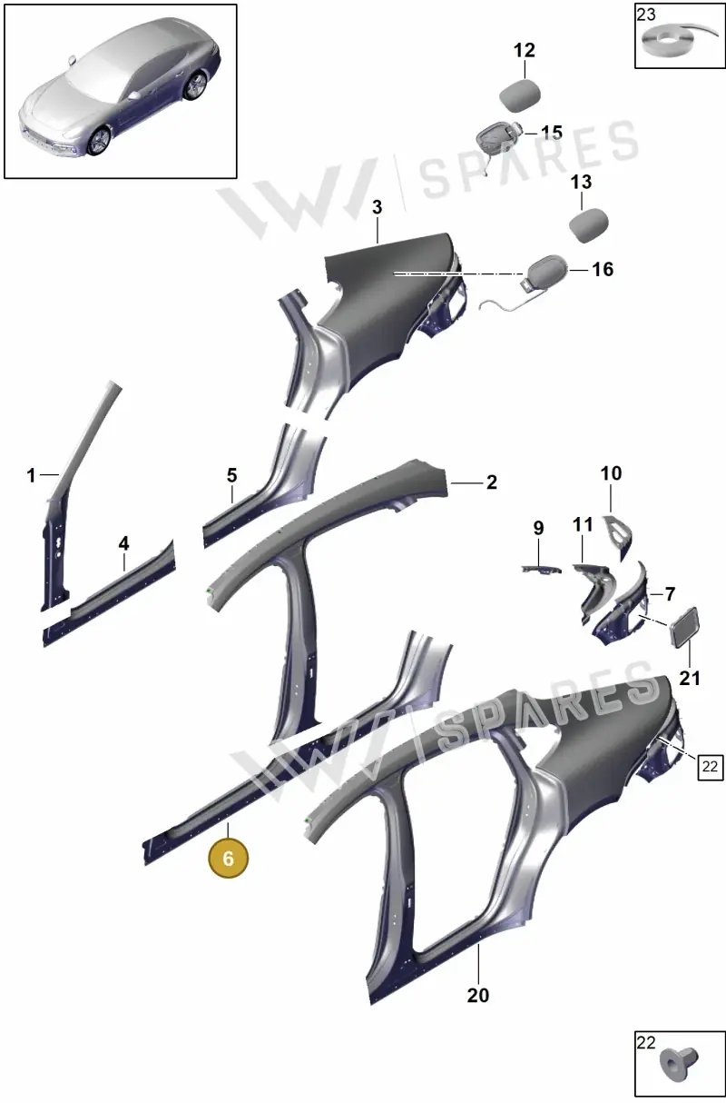 971809029AYGRV — Porsche Panamera (2016-2020) diagram p49801055, position 6