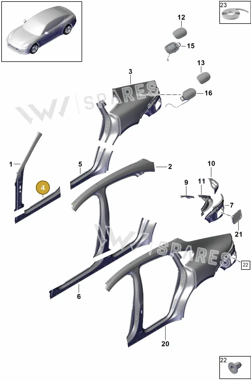 971809404YGRV — Porsche Panamera (2016-2020) diagram p49801055, position 4