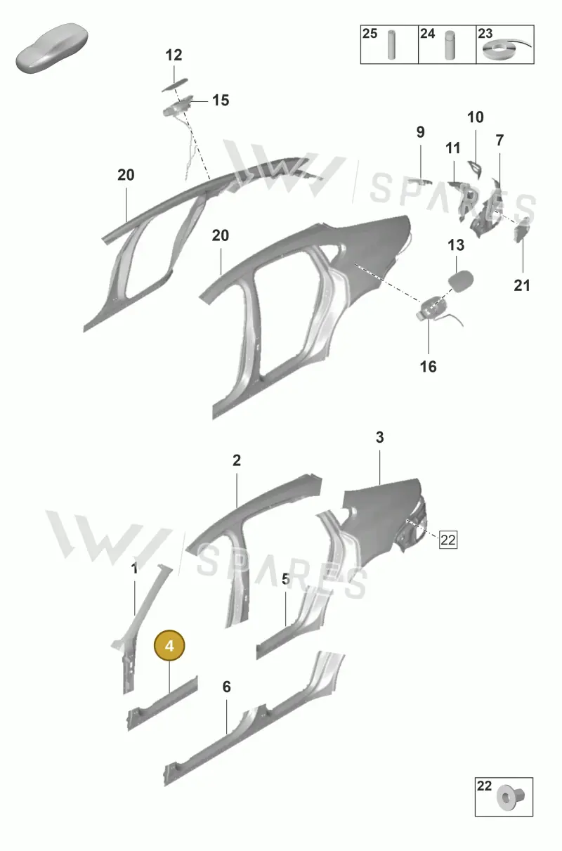 971809404YGRV — Porsche Panamera (2020-2023) diagram p58801550, position 4