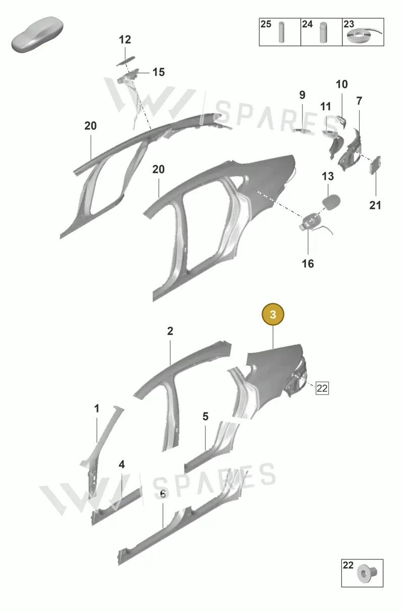 971809405CYGRV — Porsche Panamera (2020-2023) diagram p58801550, position 3