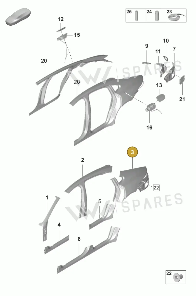 971809406BYGRV — Porsche Panamera (2020-2023) diagram p58801550, position 3