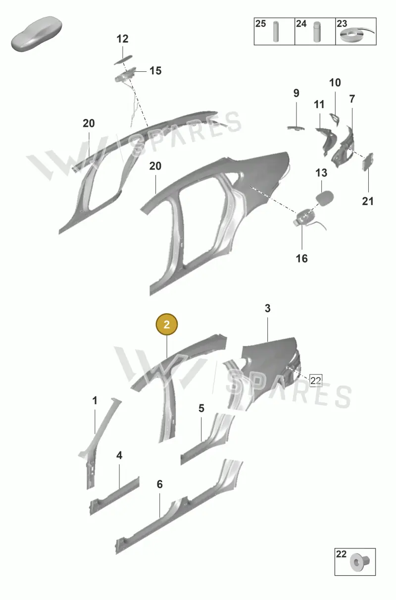 971809431YGRV — Porsche Panamera (2020-2023) diagram p58801550, position 2