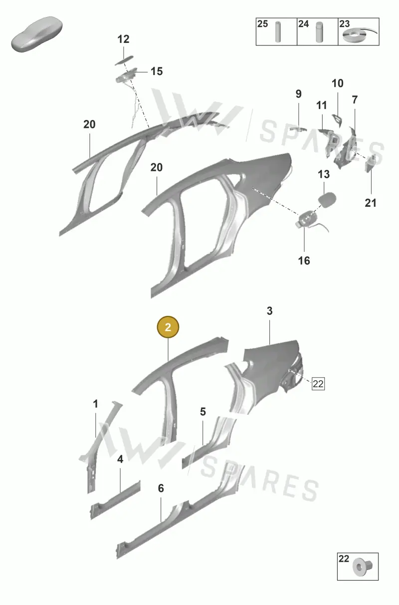 971809555YGRV — Porsche Panamera (2020-2023) diagram p58801550, position 2