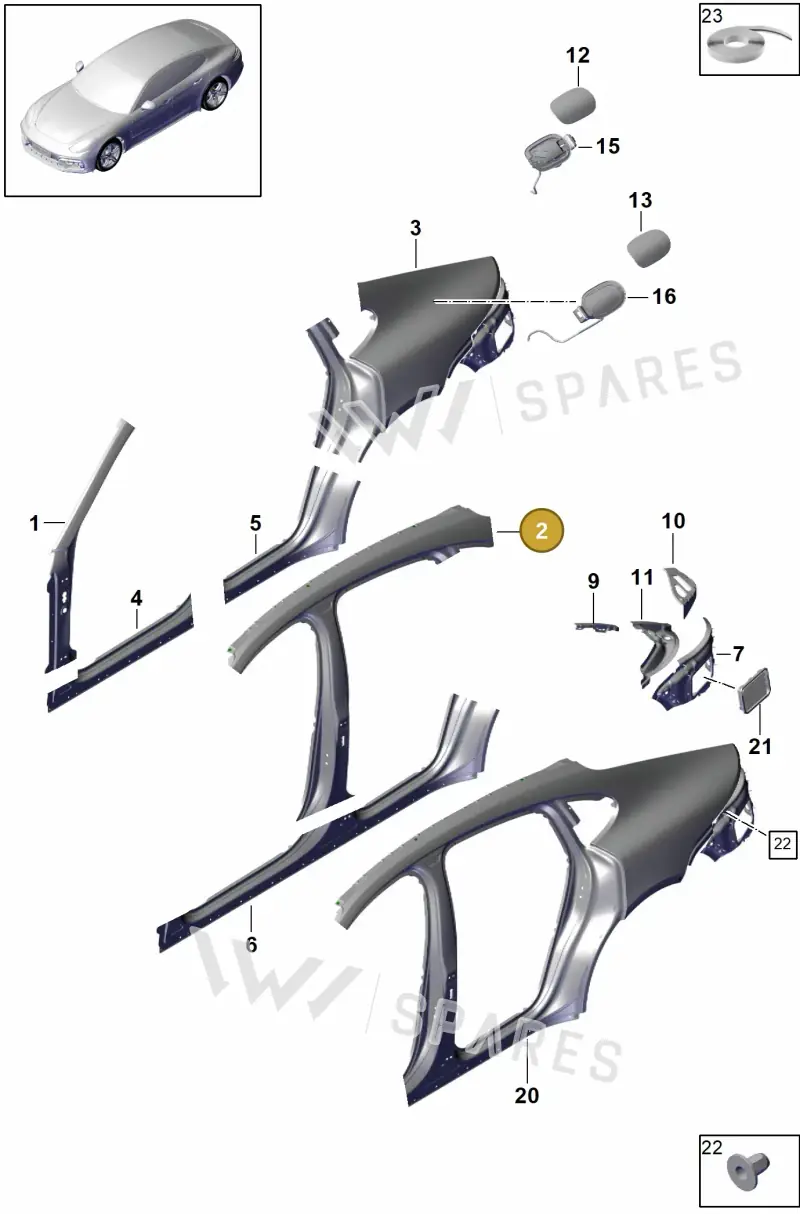 971809556YGRV — Porsche Panamera (2016-2020) diagram p49801055, position 2