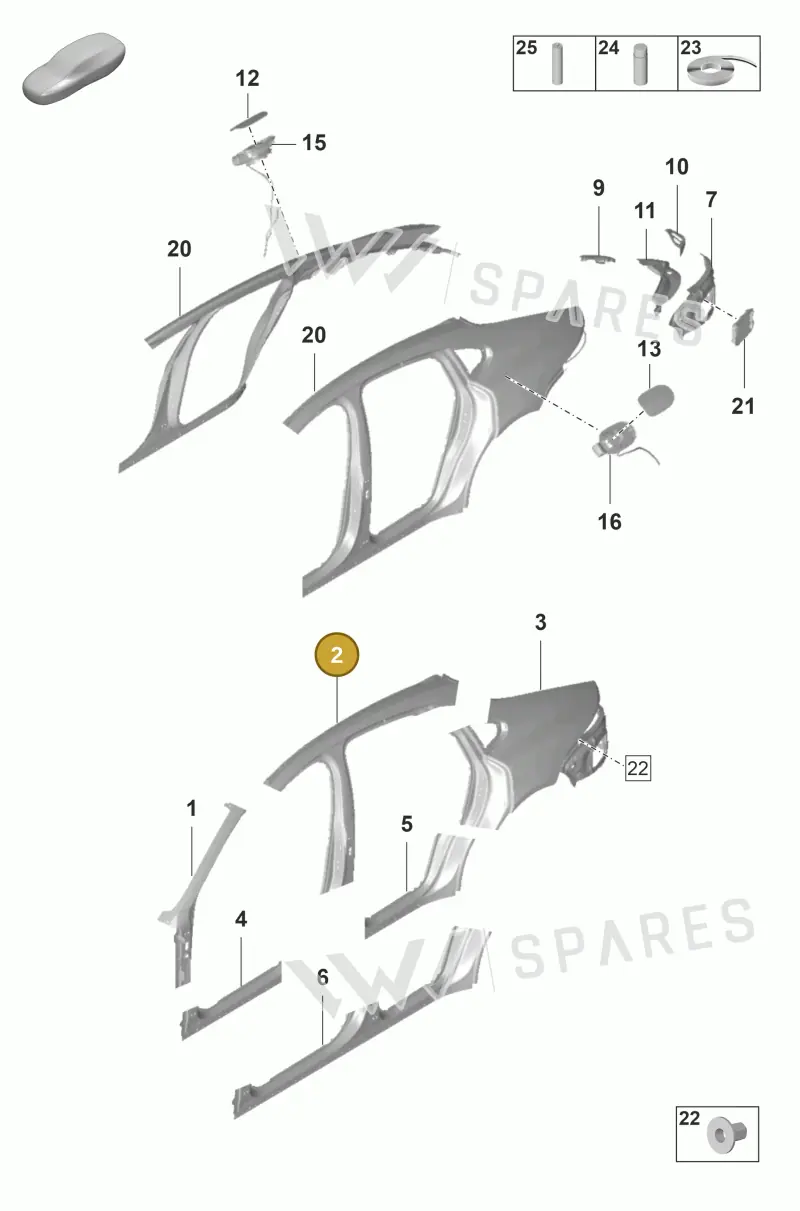 971809556YGRV — Porsche Panamera (2020-2023) diagram p58801550, position 2