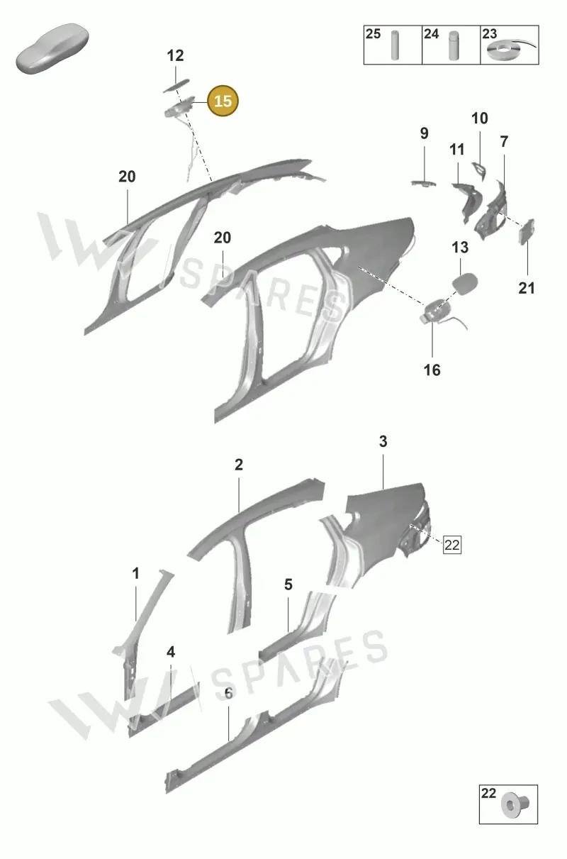 971809857K — Porsche Panamera (2020-2023) diagram p58801550, position 15