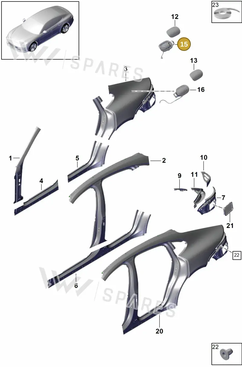 971809857M — Porsche Panamera (2016-2020) diagram p49801055, position 15