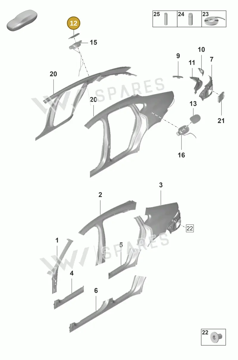971809909A — Porsche Panamera (2020-2023) diagram p58801550, position 12