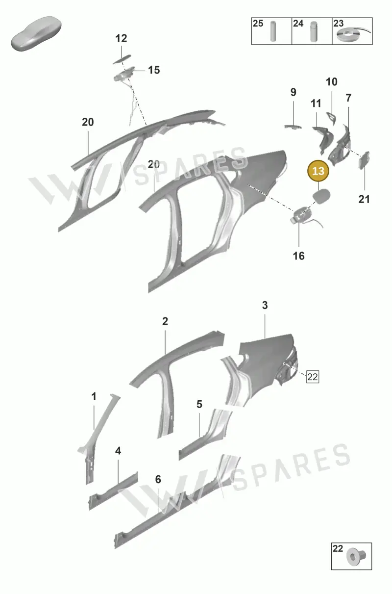 971809920A — Porsche Panamera (2020-2023) diagram p58801550, position 13