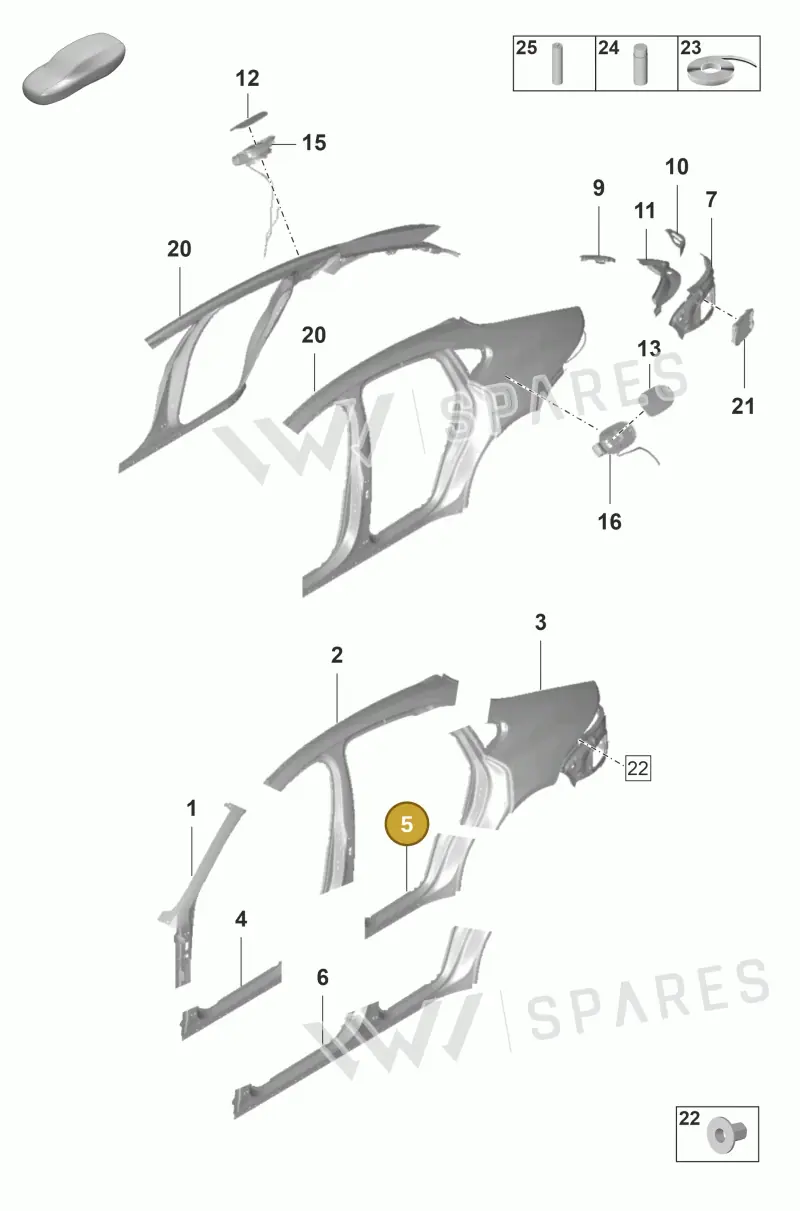 971810037YGRV — Porsche Panamera (2020-2023) diagram p58801550, position 5