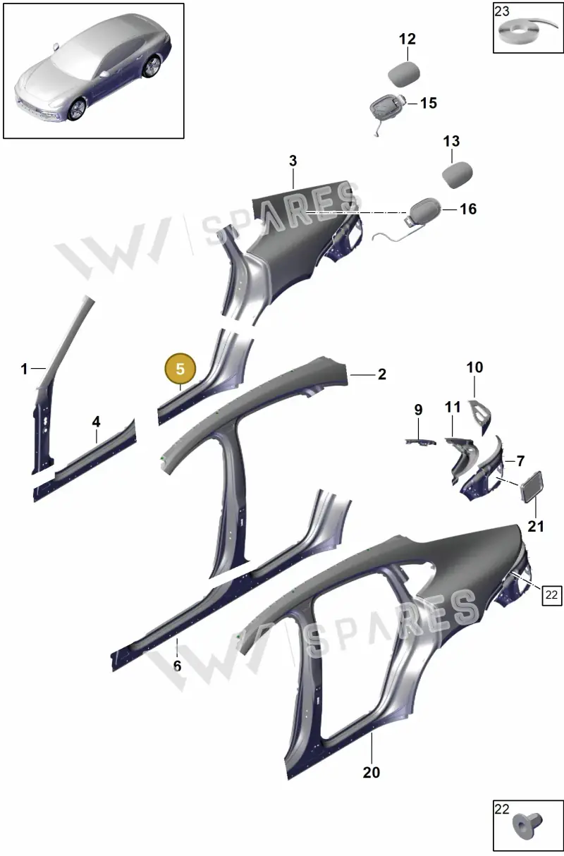 971810038AYGRV — Porsche Panamera (2016-2020) diagram p49801055, position 5