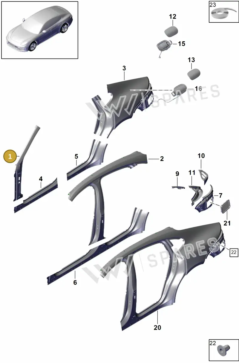 971810047YGRV — Porsche Panamera (2016-2020) diagram p49801055, position 1