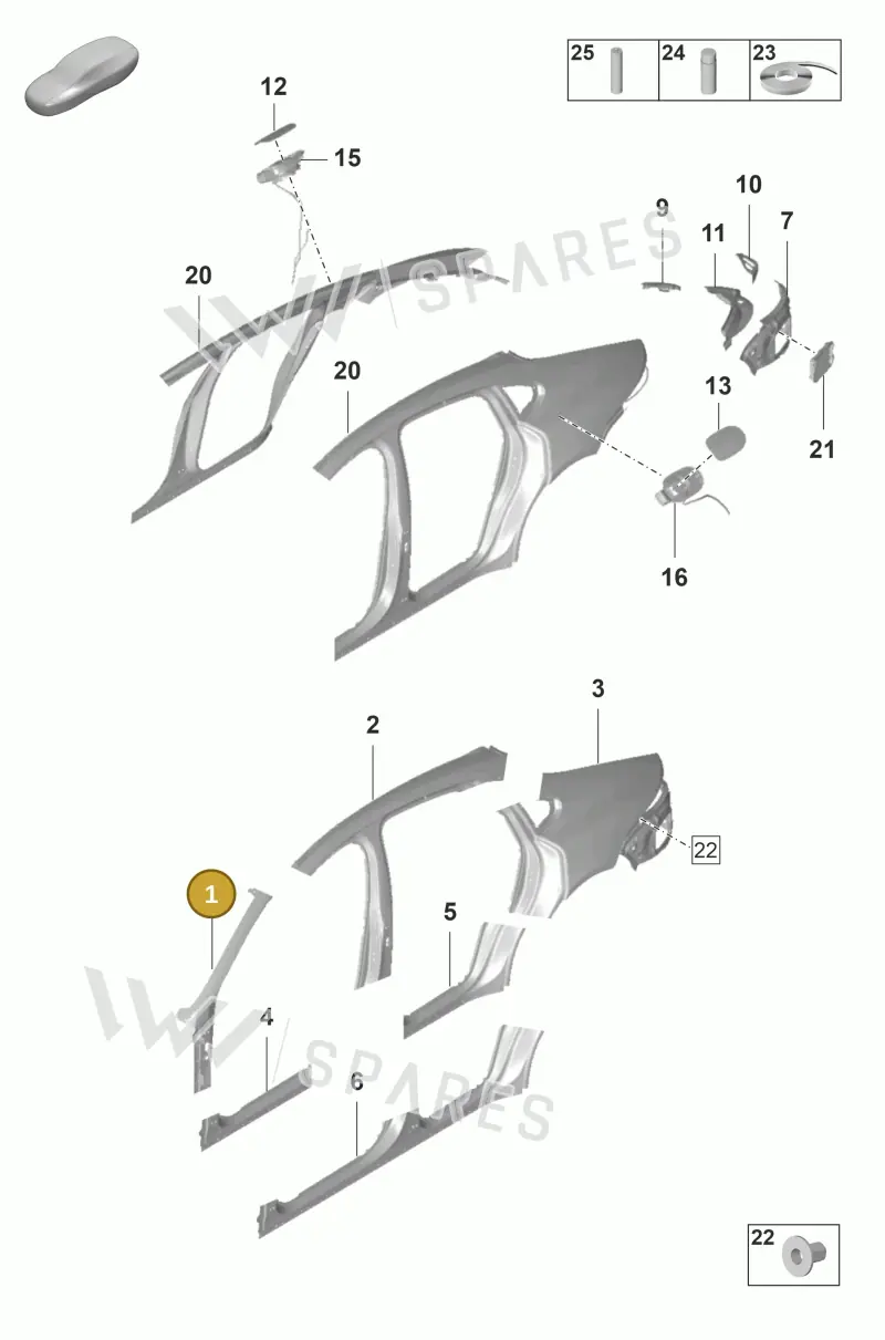 971810047YGRV — Porsche Panamera (2020-2023) diagram p58801550, position 1