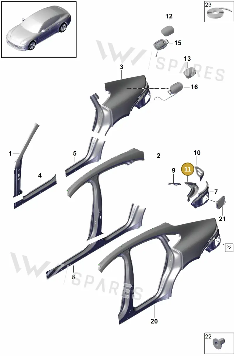 971813318YGRV — Porsche Panamera (2016-2020) diagram p49801055, position 11