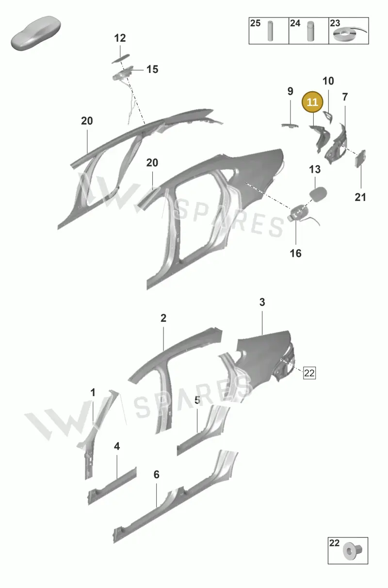 971813318YGRV — Porsche Panamera (2020-2023) diagram p58801550, position 11
