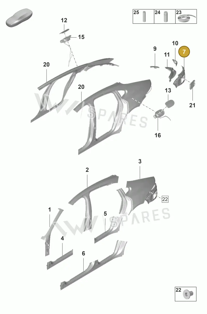 971813515YGRV — Porsche Panamera (2020-2023) diagram p58801550, position 7