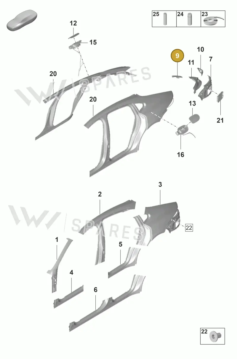 971813755YGRV — Porsche Panamera (2020-2023) diagram p58801550, position 9