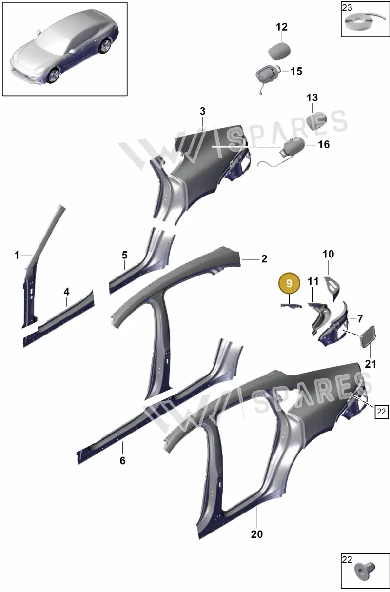 971813756YGRV — Porsche Panamera (2016-2020) diagram p49801055, position 9