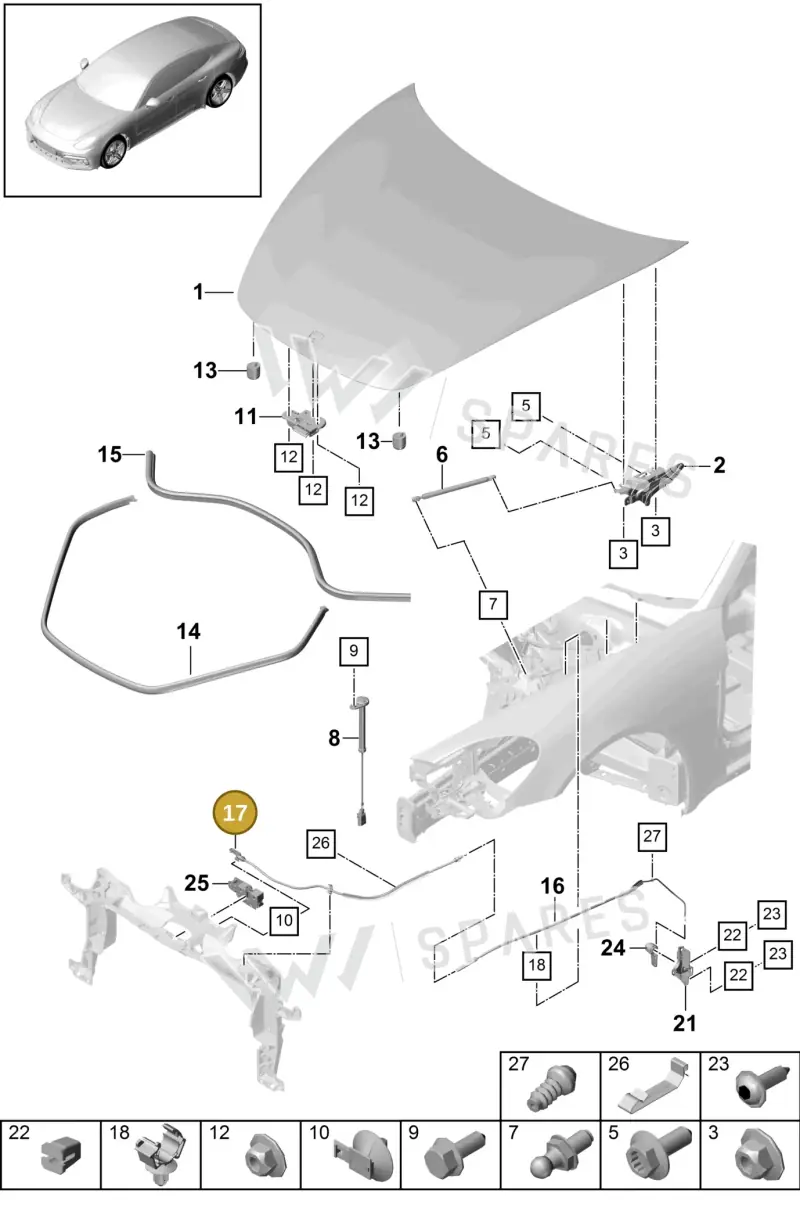 971823536A — Porsche Panamera (2016-2020) diagram p49803000, position 17