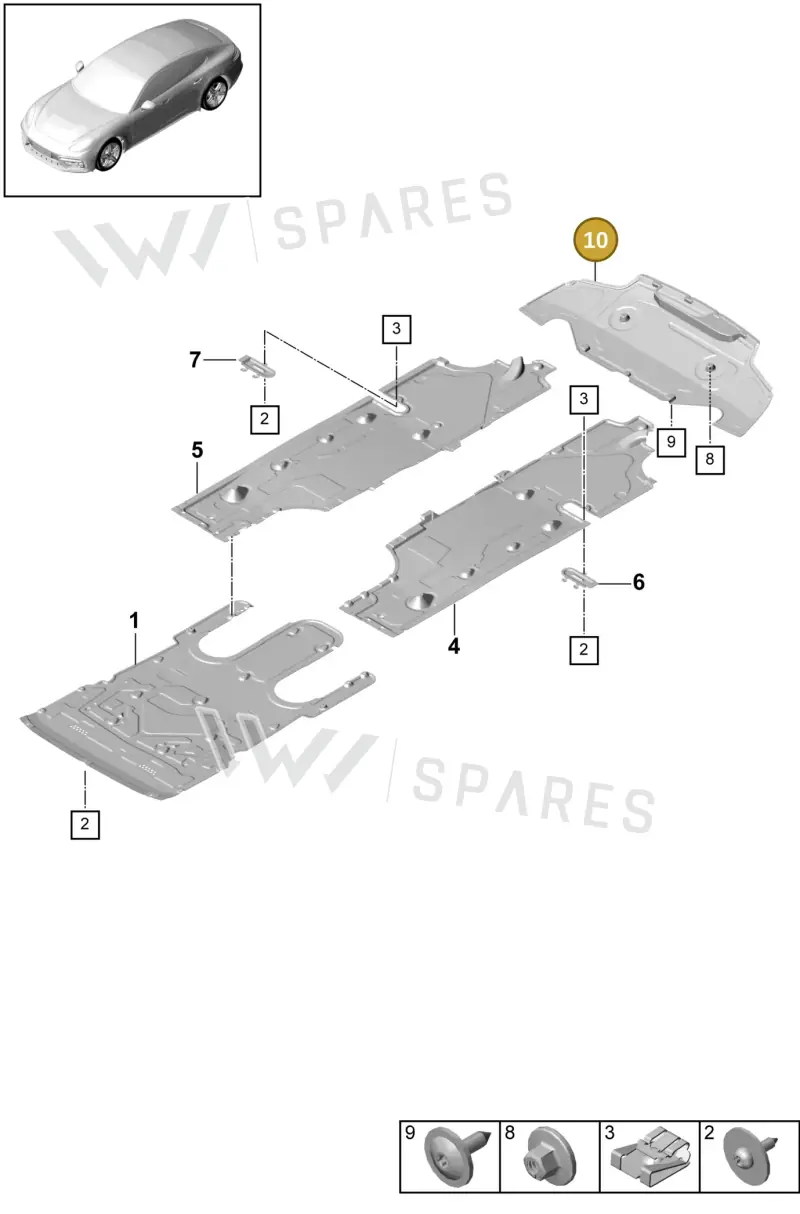 971825505D — Porsche Panamera (2016-2020) diagram p49801070, position 10