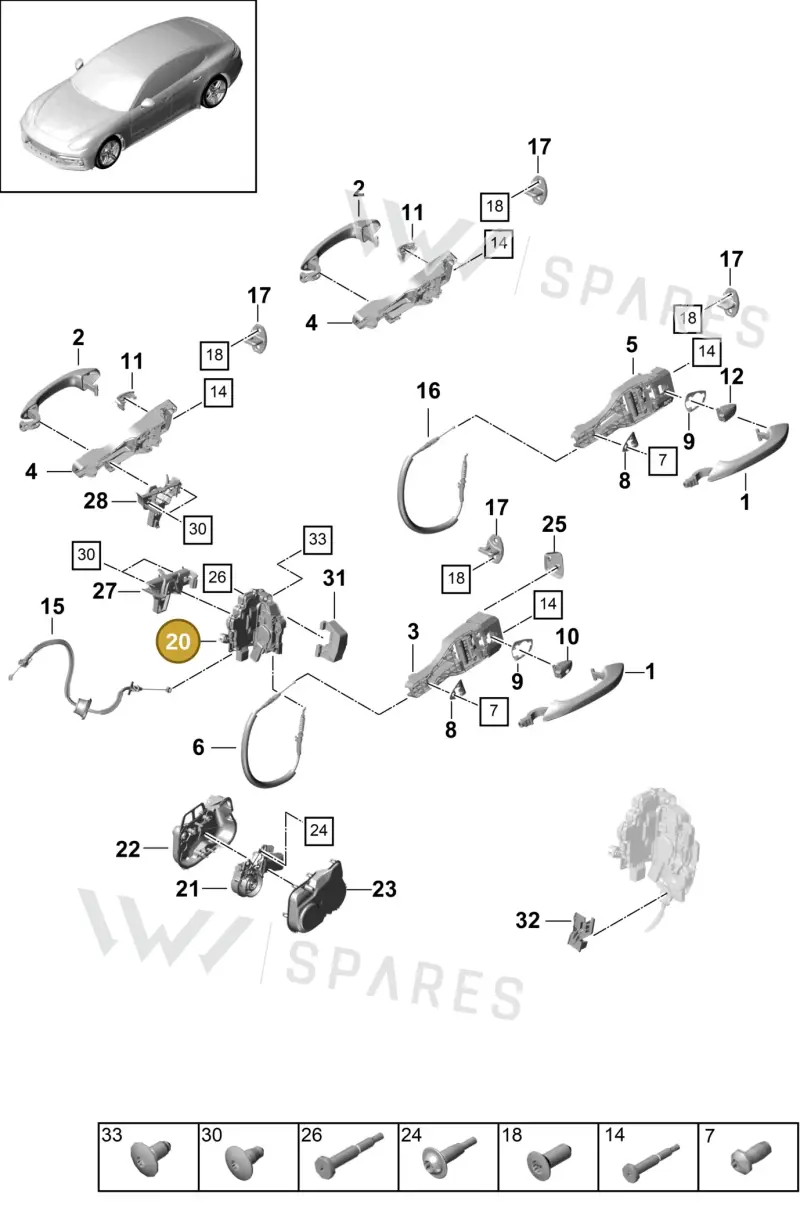 971837015E — Porsche Panamera (2016-2020) diagram p49804005, position 20