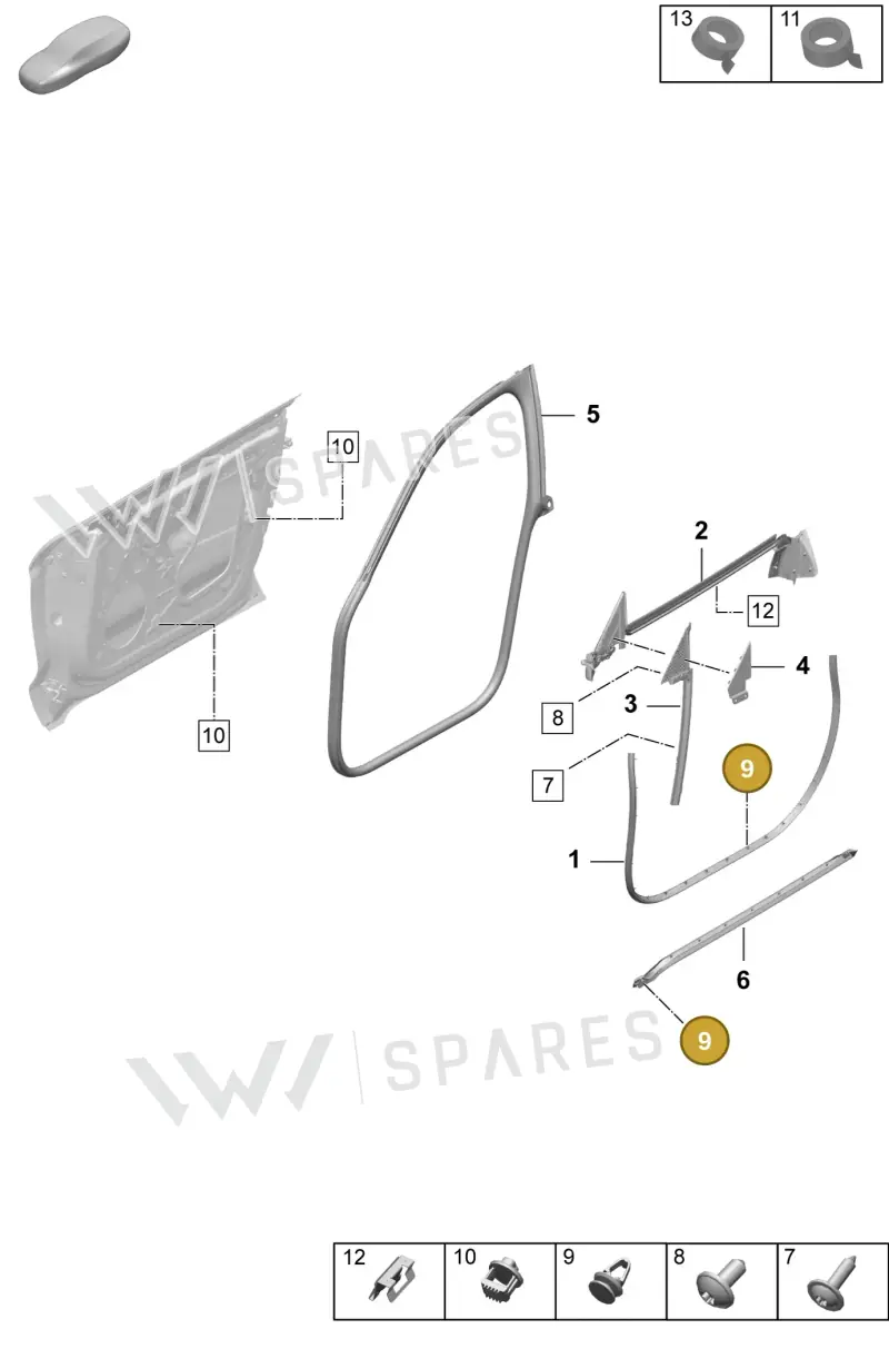 971839199A — Porsche Taycan Sport Turismo (2023-2025) diagram p64804100, position 9