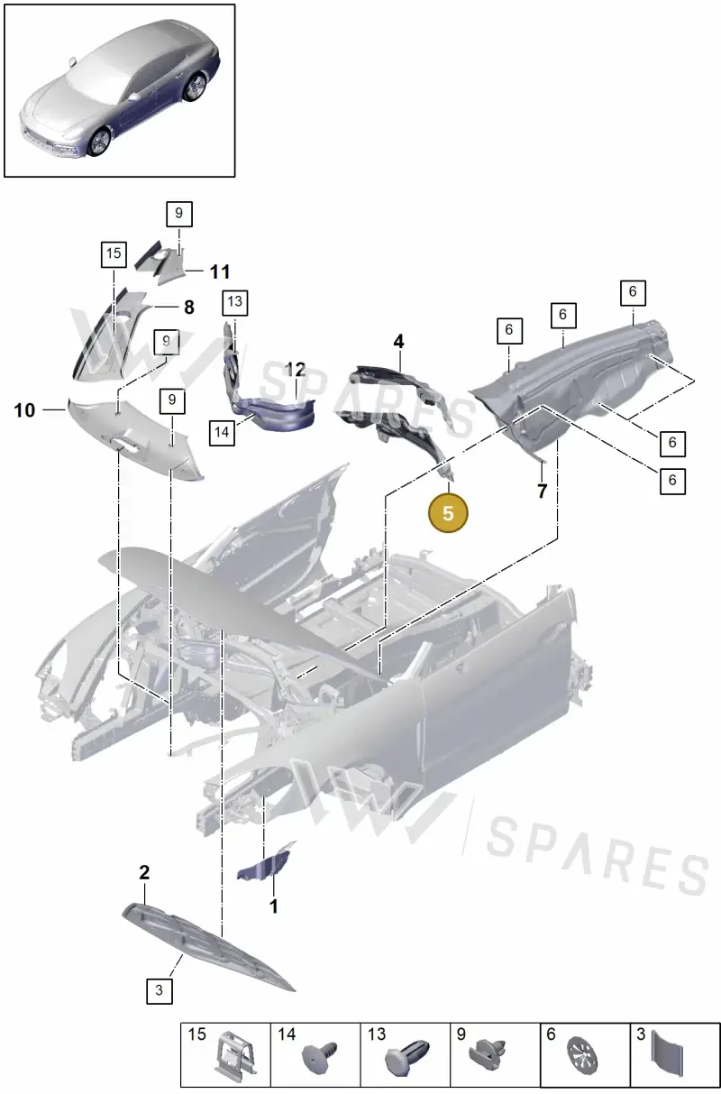 971863830D — Porsche Panamera 4 Hybrid (2016-2020) diagram p49807070, position 5
