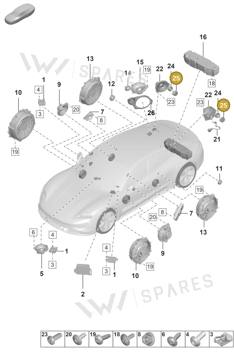 971867597 — Porsche Taycan Sport Turismo (2019-2024) diagram p56911050, position 25