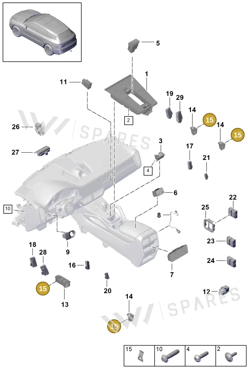 971898185 — Porsche Cayenne (2017-2023) diagram p51903010, position 15
