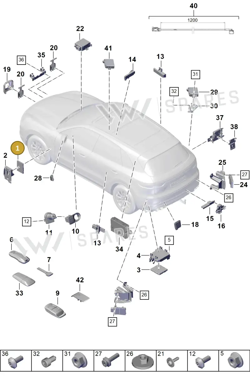 971907063M — Porsche Cayenne (2017-2023) diagram p51901004, position 1