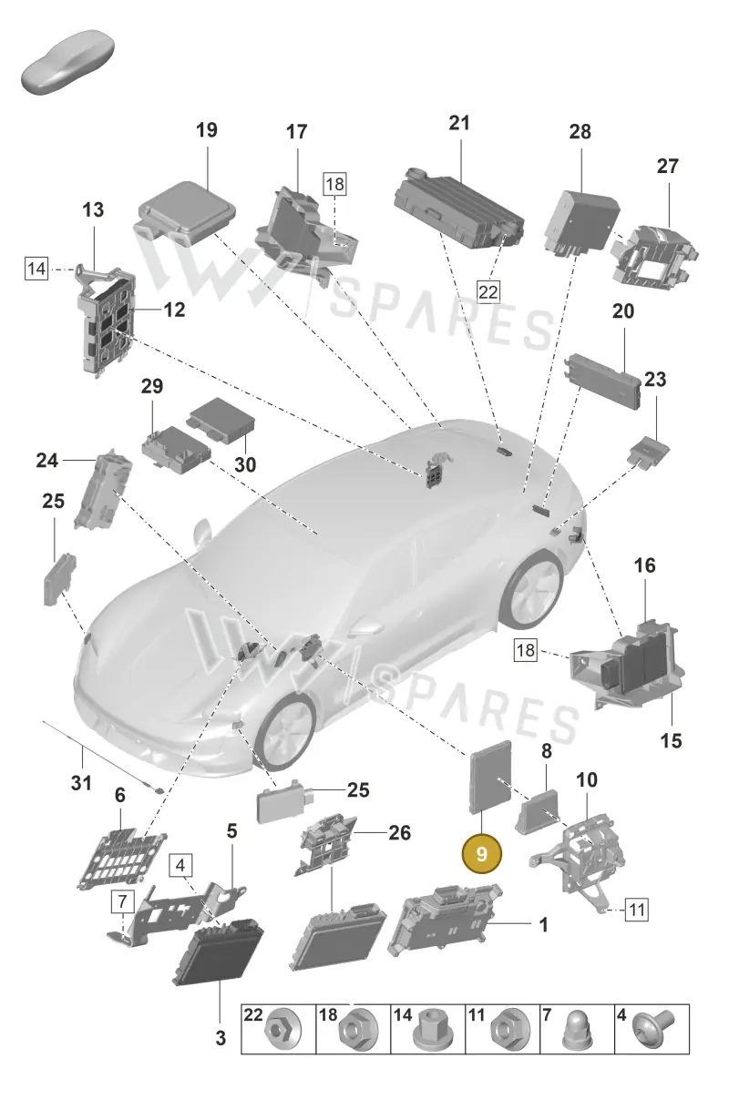 971907063M — Porsche Taycan Sport Turismo (2019-2024) diagram p56901040, position 9