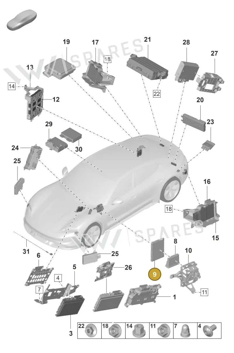 971907063R — Porsche Taycan Sport Turismo (2019-2024) diagram p56901040, position 9