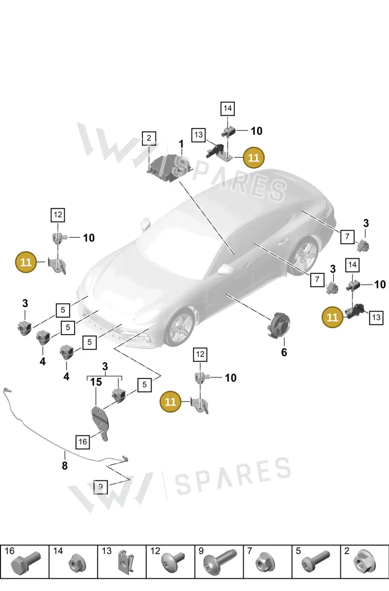 971907176B — Porsche Panamera (2016-2020) diagram p49901006, position 11