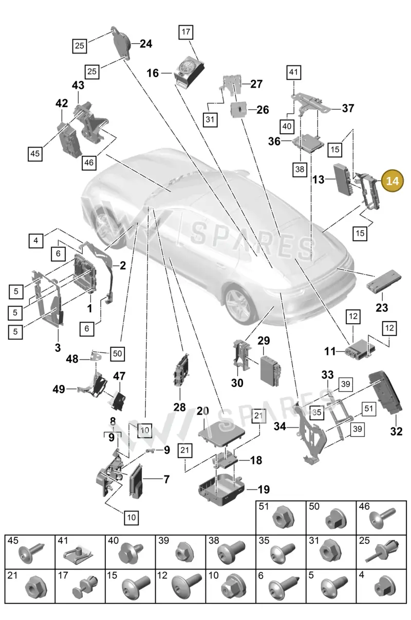 971907372A — Porsche Panamera (2016-2020) diagram p49901003, position 14