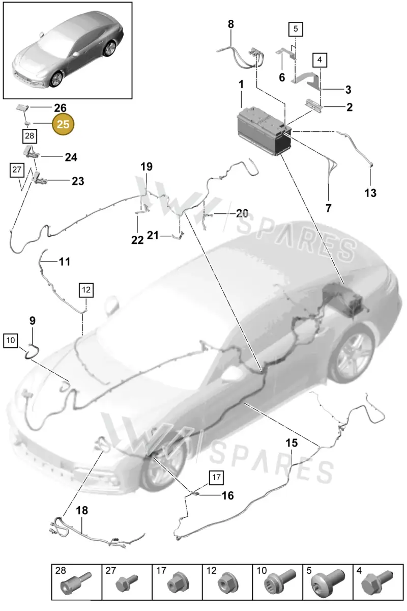 971937587 — Porsche Panamera 4 Hybrid (2016-2020) diagram p49902010, position 25