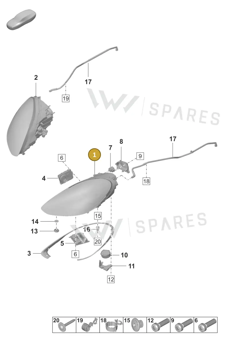 971941043L — Porsche Panamera (2020-2023) diagram p58905000, position 1