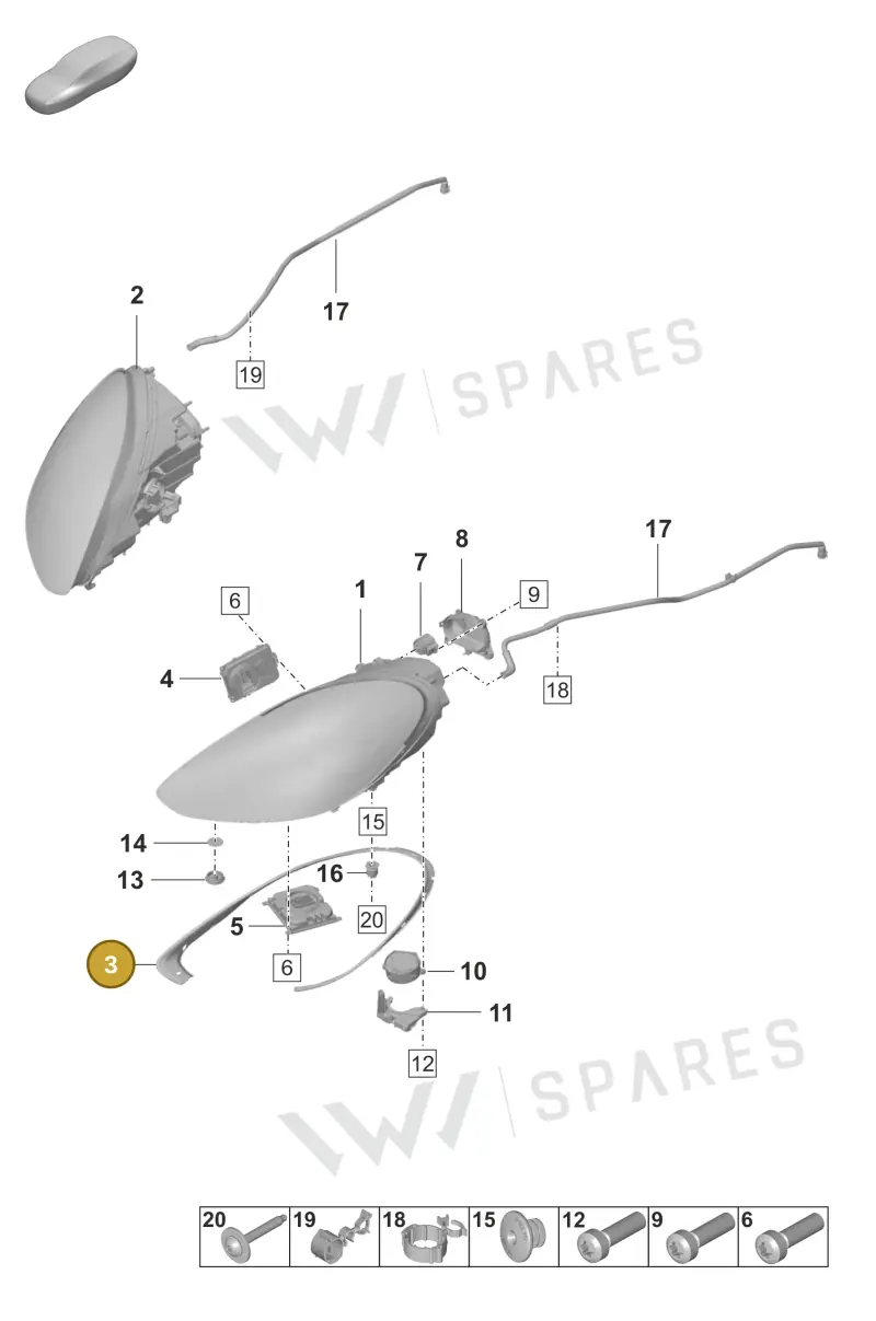 971941119 — Porsche Panamera 4 Hybrid (2020-2023) diagram p58905000, position 3