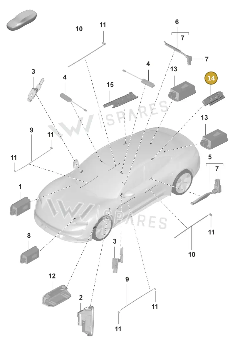 971947353B — Porsche Taycan Sport Turismo (2019-2024) diagram p56903040, position 14
