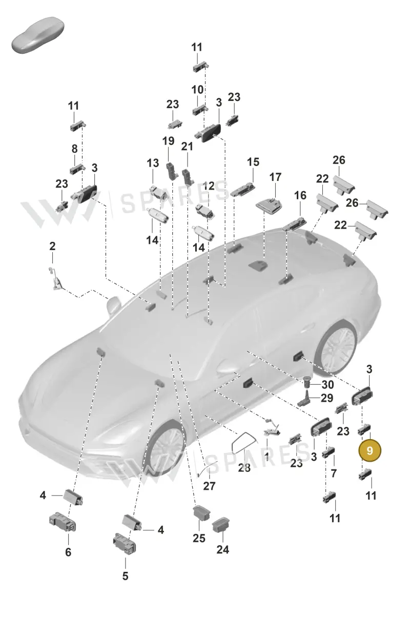 971947355C — Porsche Panamera (2020-2023) diagram p58903005, position 9
