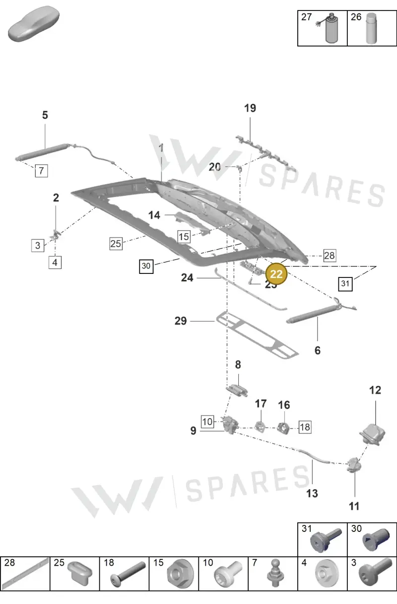 971959539D1E0 — Porsche Panamera (2020-2023) diagram p58803100, position 22