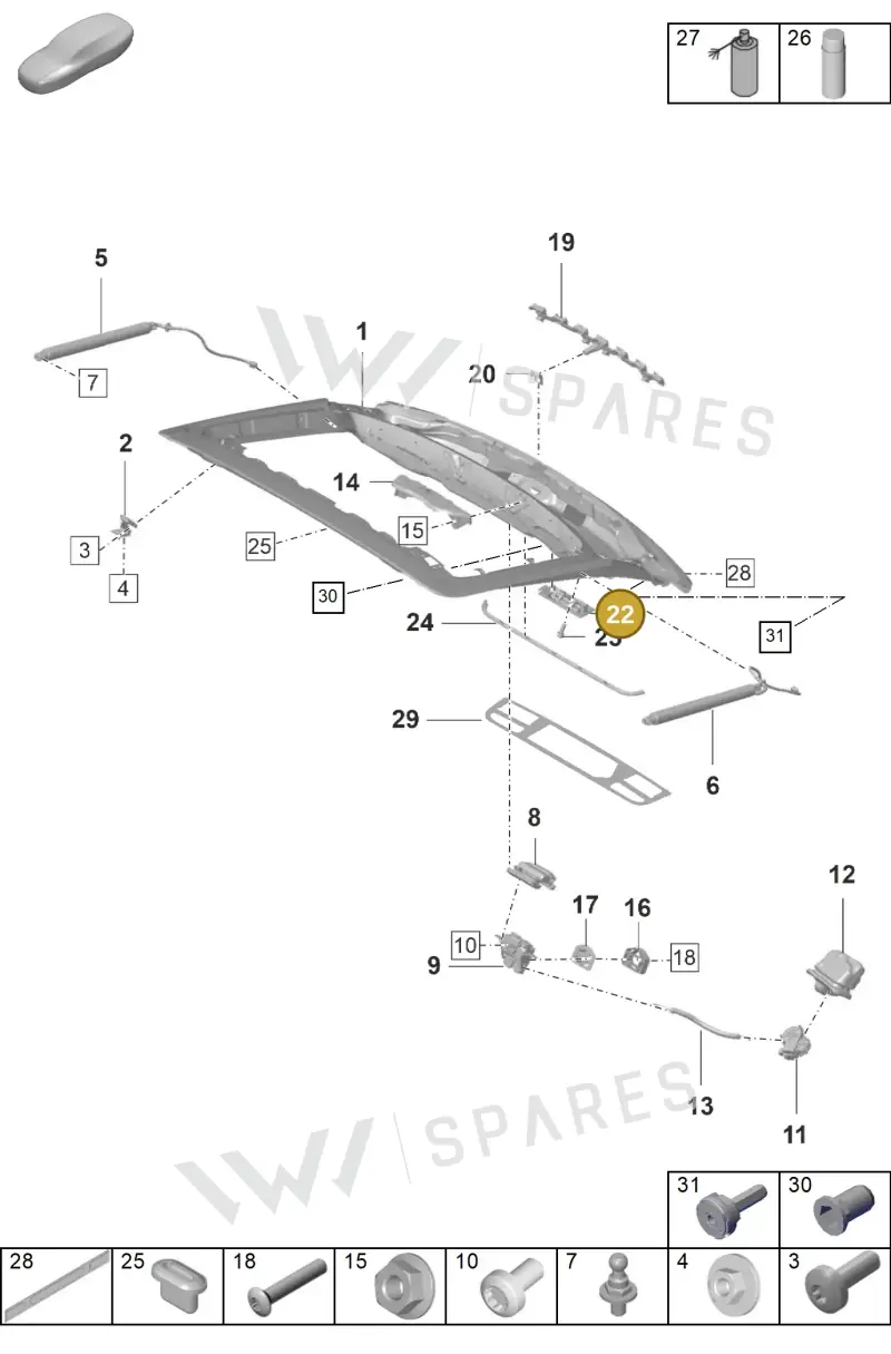 971959539E1E0 — Porsche Panamera (2020-2023) diagram p58803100, position 22