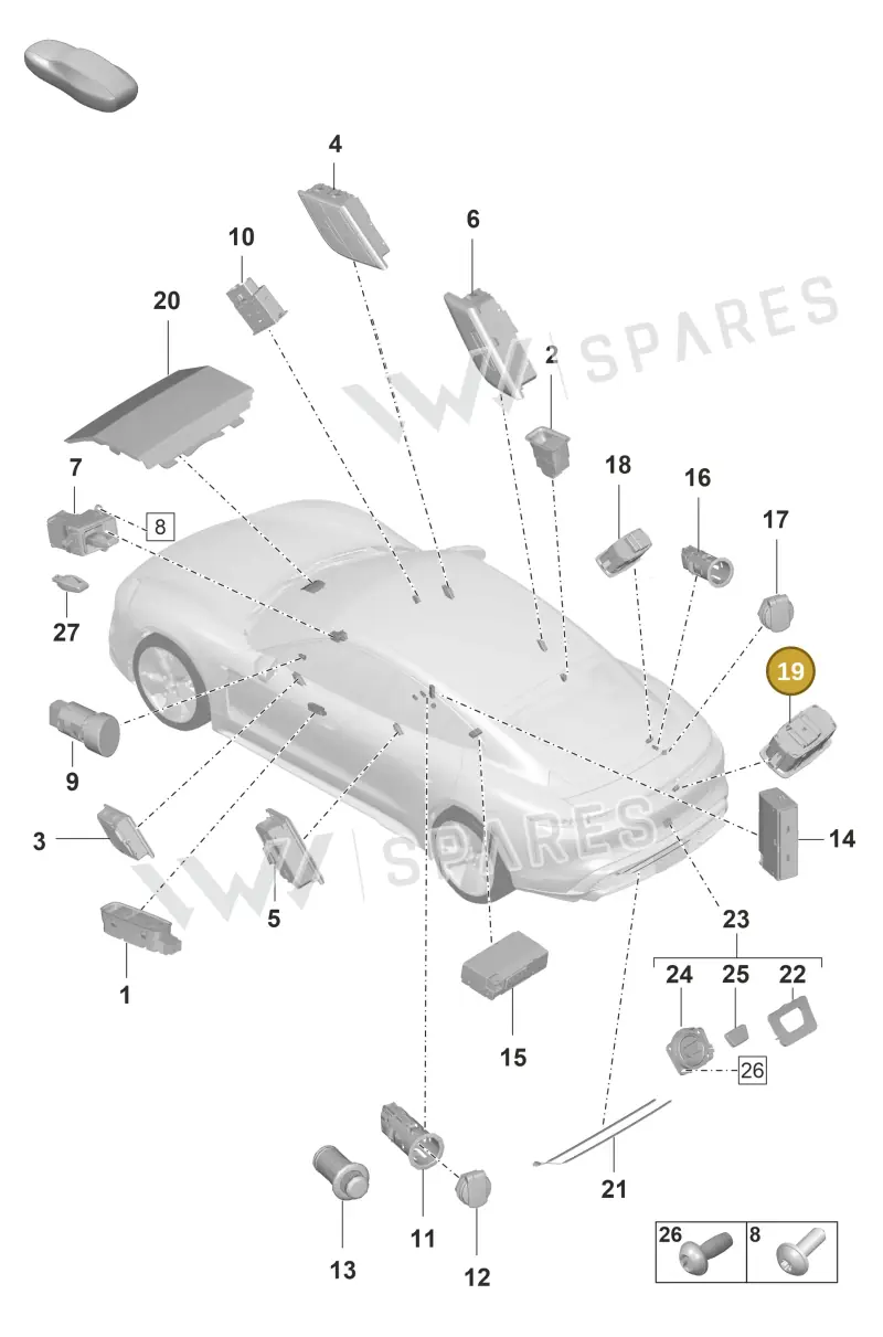 971959832B6N3 — Porsche Taycan Sport Turismo (2019-2024) diagram p56903050, position 19