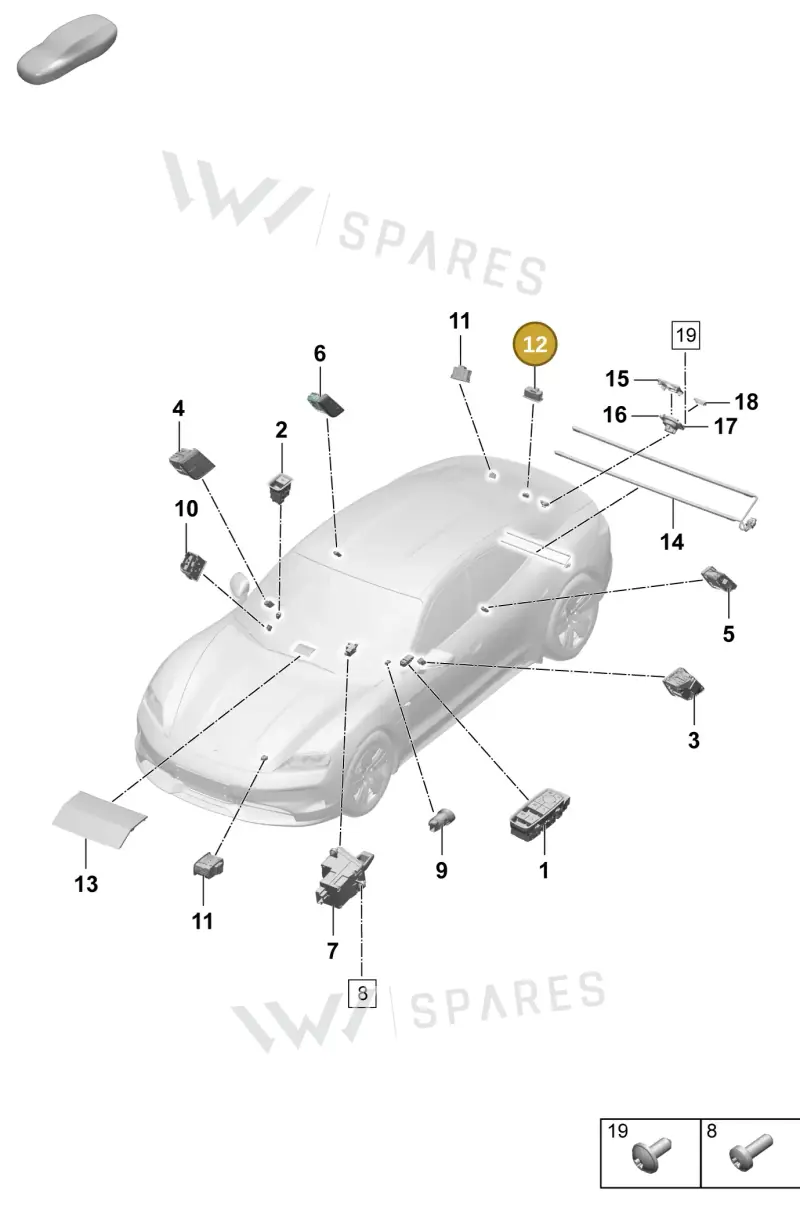 971959832B6N3 — Porsche Taycan Sport Turismo (2023-) diagram p64905400, position 12