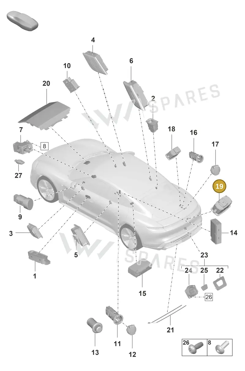 971959832C6N3 — Porsche Taycan Sport Turismo (2019-2024) diagram p56903050, position 19