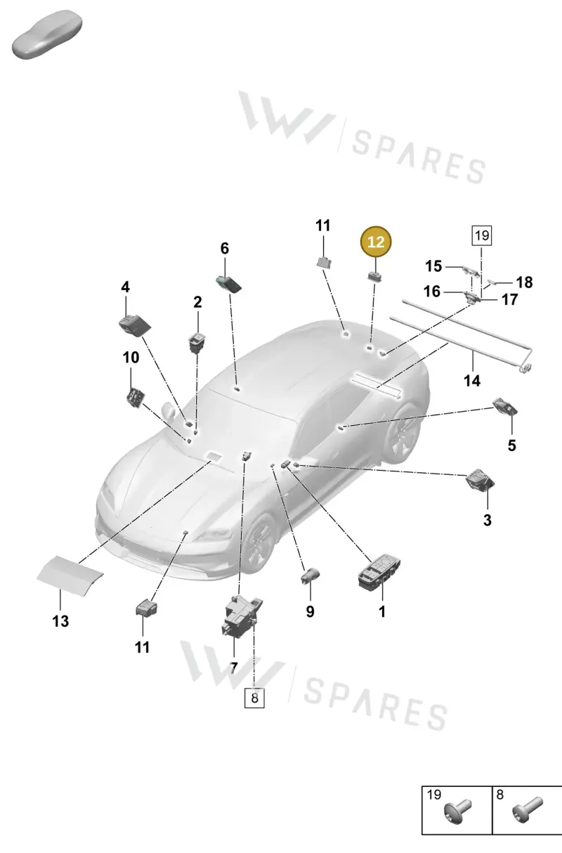 971959832C6N3 — Porsche Taycan Sport Turismo (2023-) diagram p64905400, position 12