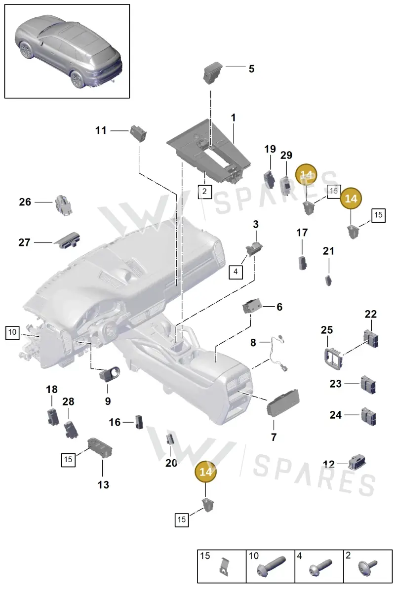 971959855D6N3 — Porsche Cayenne (2017-2023) diagram p51903010, position 14