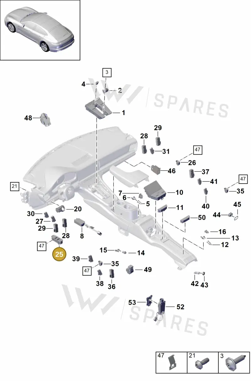 971959858CHUO — Porsche Panamera (2016-2020) diagram p49903010, position 25